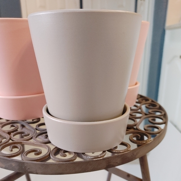 NWOT Bundle Pink & Grey planters 5×5 bundle of 3 - Picture 6 of 7